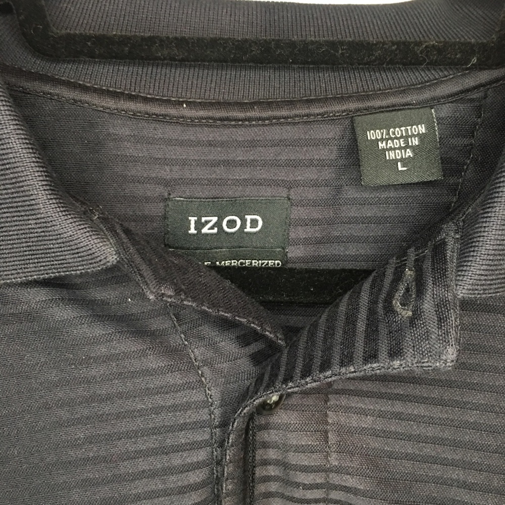 Black striped polo shirt fits big